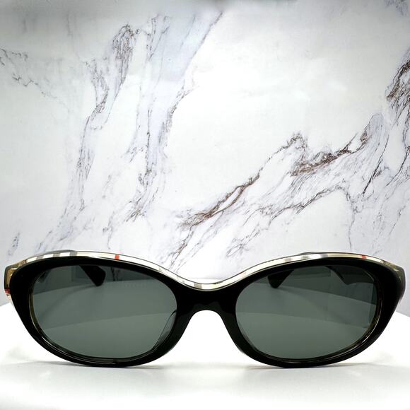 New Burberry Sunglasses Black Vintage Check Oval Gold Logo Womens New BURBERRY - Picture 3 of 16